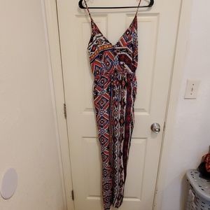 Tribal print wideleg jumpsuit.